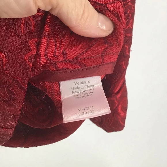Coldwater Creek Women’s Damask Jacket/Top Opulent Rich Red PartyHoliday Size 1X - Picture 7 of 8